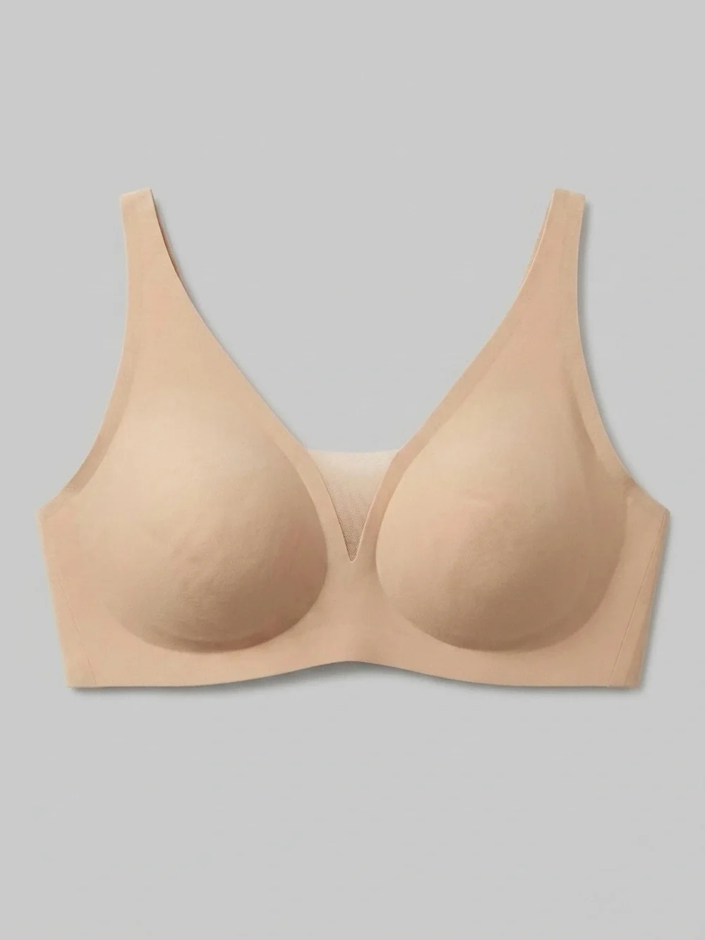 knix shadow mesh tshirt bra in beige, seamless wireless bra - Picture 1 of 17